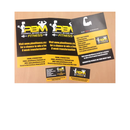 PBM fitness leaflets and business cards