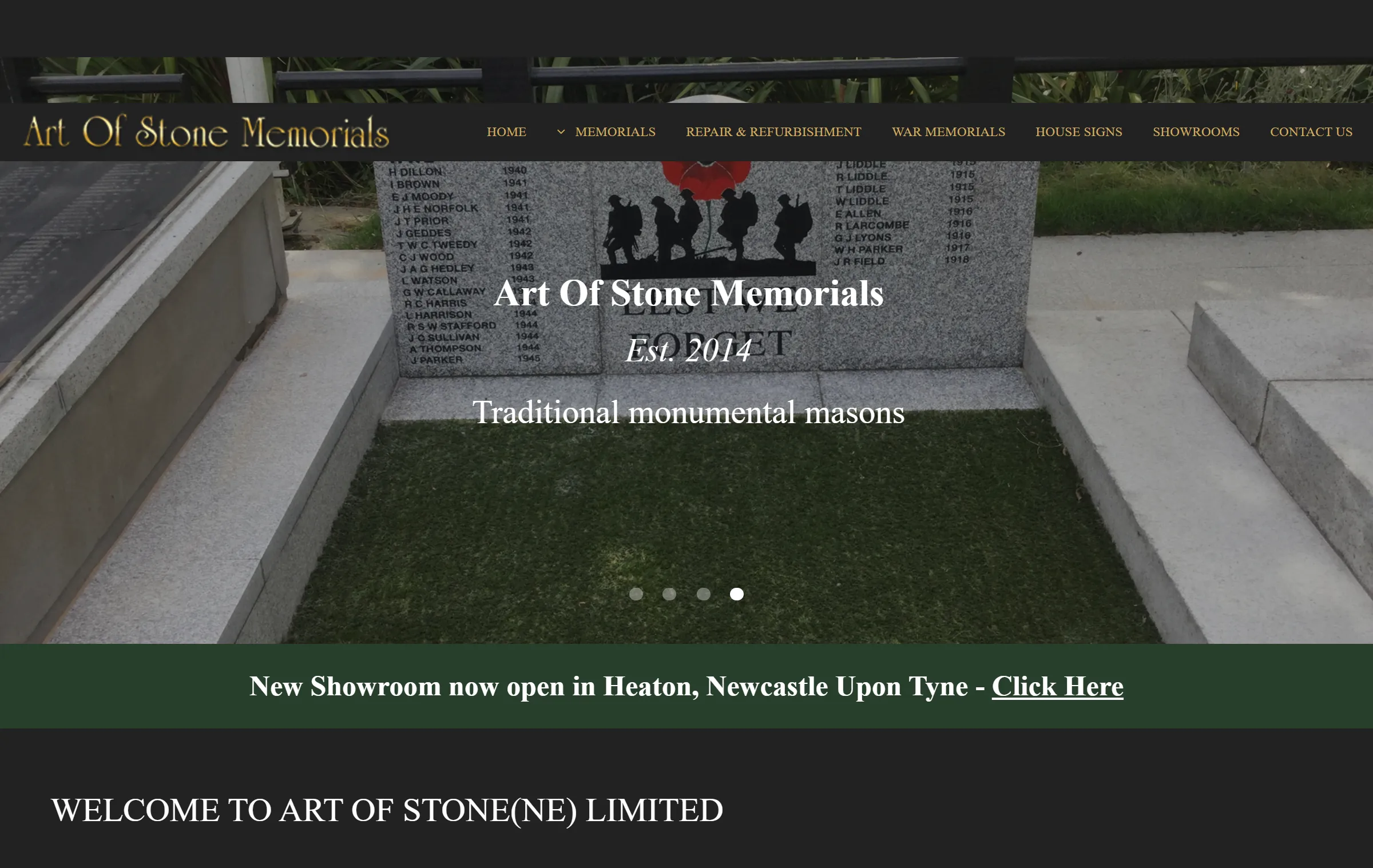 Art of Stone Memorials website designed by Widescope