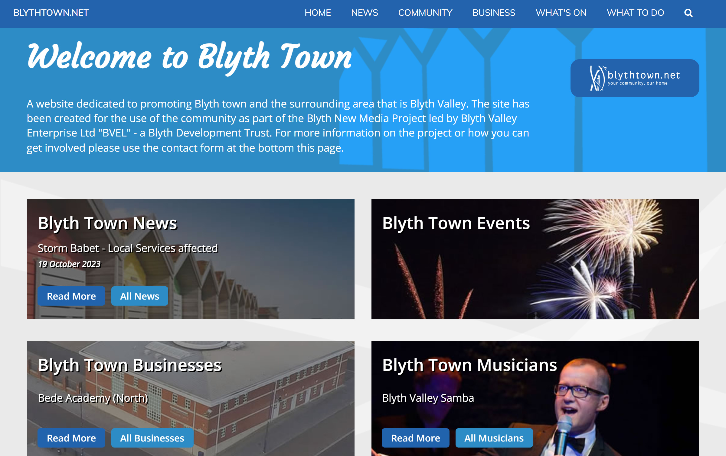 Blythtown.net website design example by Widescope