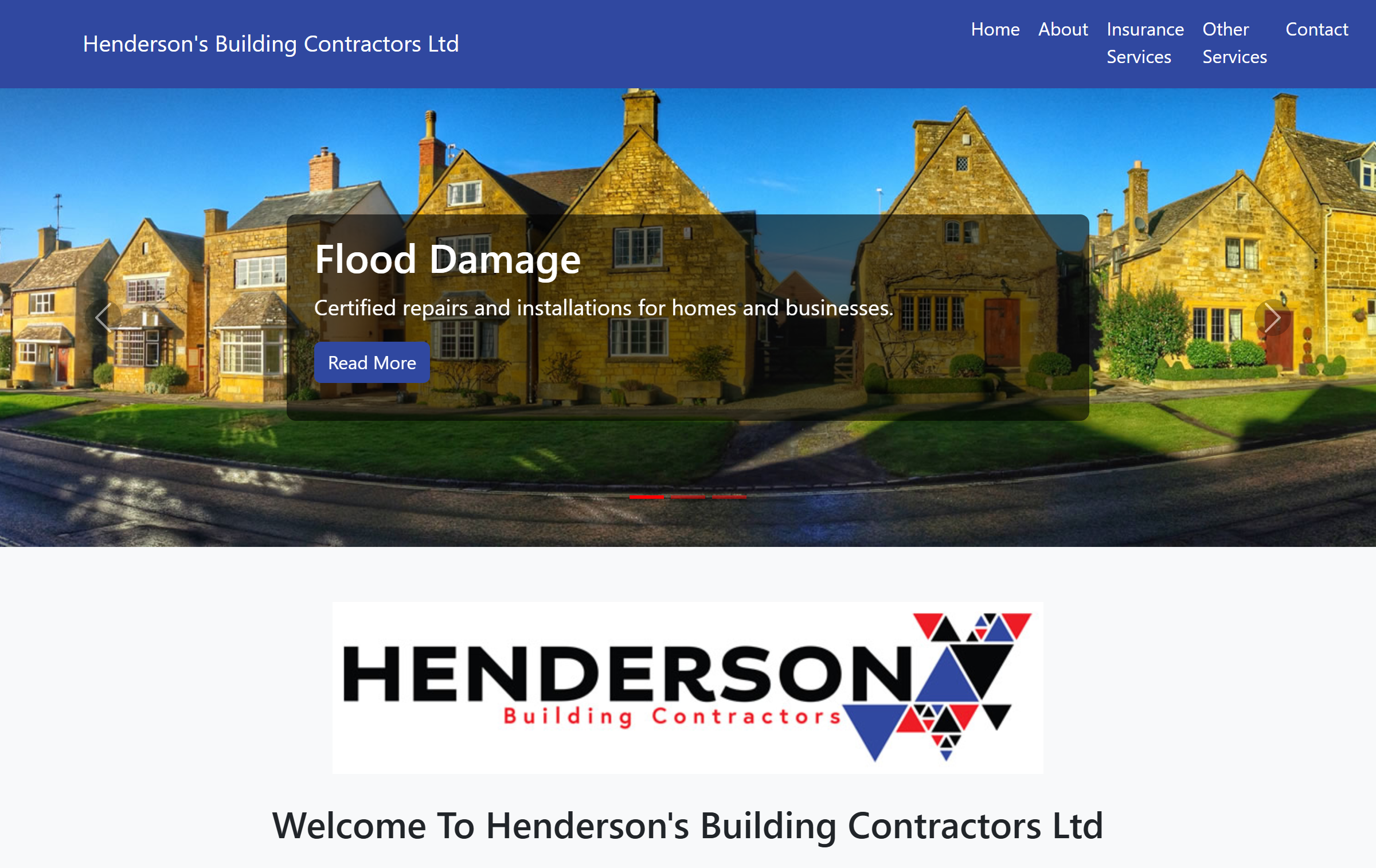 Henderson Building Contractors website designed by Widescope