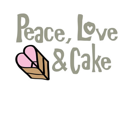 Peace, love and cake logo