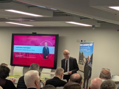 Lord Patrick Vallance at the Blyth AI Growth Zone conference, discussing AI Northumberland & regional innovation.